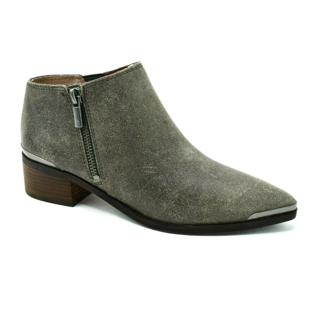 Lucky Brand Womens LK Kadee Ankle Boot Sz 5.5M Storm Powell Leather Side Zip NEW
